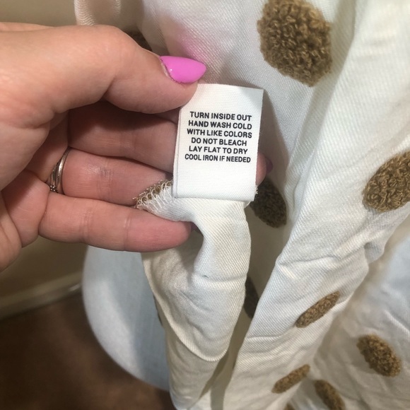 NWOT Ivory/Camel Textured Polka-Dot Blouse - Picture 4 of 5